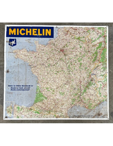 Carte France Tôle MICHELIN 1963 72,5x80 cm.
