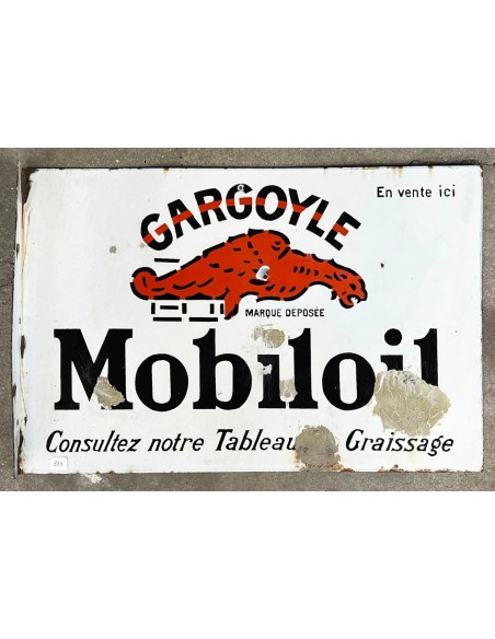 Plaque émaillée MOBILOIL double face, 40x60 cm, restaurations