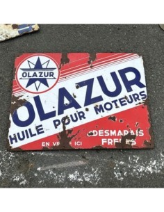 Plaque émaillée Olazur Huile pour moteurs Desmarais Frères 2