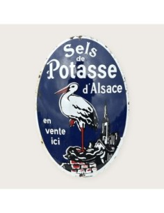Plaque émaillée Sels de Potasse d'Alsace à la cigogne