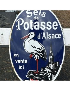 Plaque émaillée Sels de Potasse d'Alsace à la cigogne 2