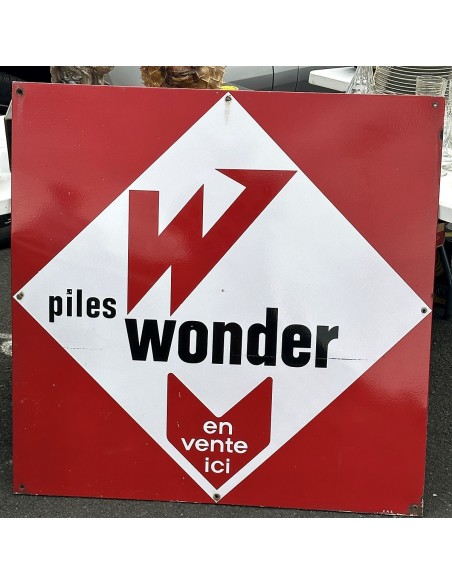 Plaque émaillée Piles Wonder photo d'origine