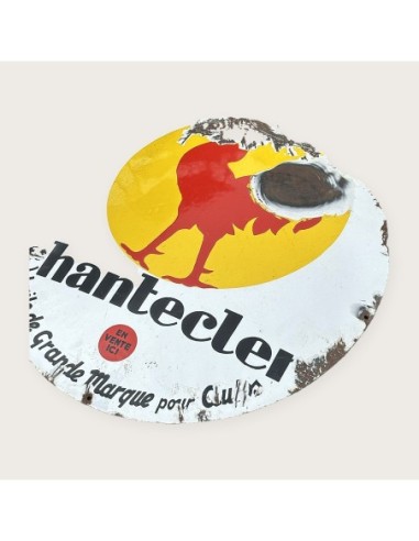 Plaque émaillée ronde Chanteclet au coq
