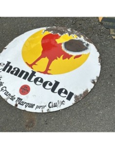 Plaque émaillée ronde Chanteclet au coq 2